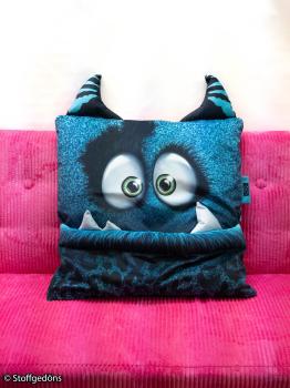 VORBESTELLUNG - Monsta Kissen petrol by Thorsten Berger - Samt, Swafing